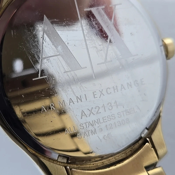 Mens Armani Exchange Hampton AX2132 Date Champagne Gold Plated Watch New Battery - Picture 11 of 11